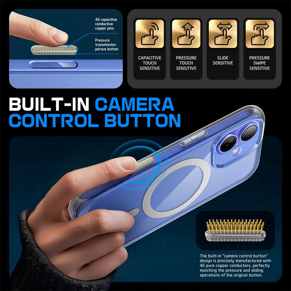 For iPhone 16 Plus Case with Camera Control Capture Button UB Mag Slim Clear Shockproof  MagSafe Phone Case
