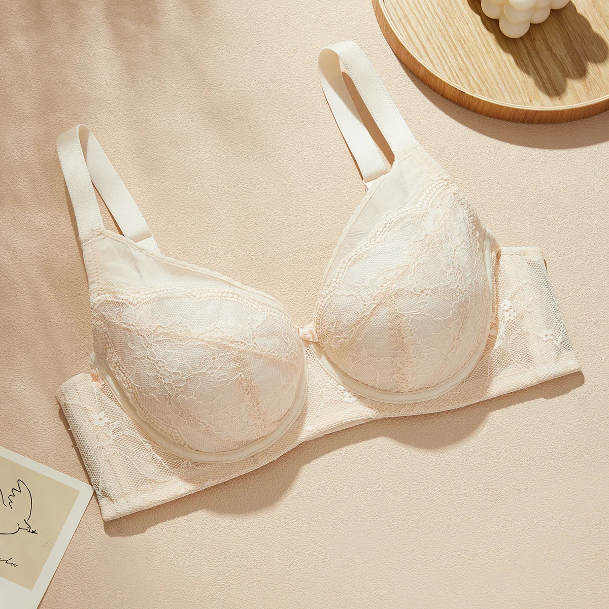 Womens Lace Thin Cup Push Up Underwire Bra