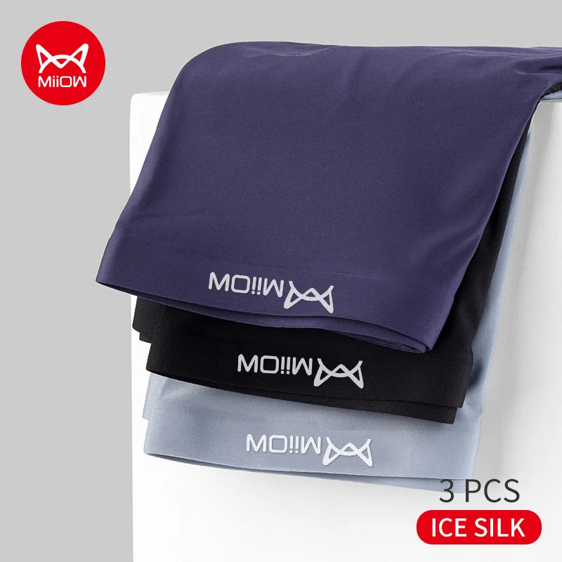 3-Pack Men’s Ice Silk Ultra-Thin Seamless Boxers – Breathable & Comfortable
