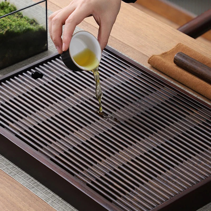 Chinese Natural Bamboo Tea Tray Water Storage Kung Fu Tea Set Simple Rectangular Tea Board Tea Storage Tray