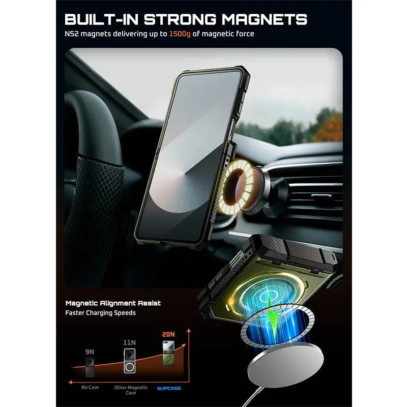 For Samsung Galaxy Z Flip 7 Case UB Grip Military-Grade Rugged Back Phone Case with Stand & Front Screen Protector