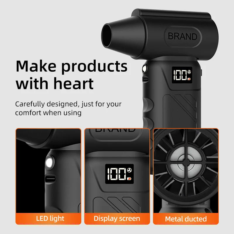 Mini pocket fan, 580,000 RPM turbo hair dryer, portable cordless vacuum cleaner, snow blower, multi-functional cleaning tools