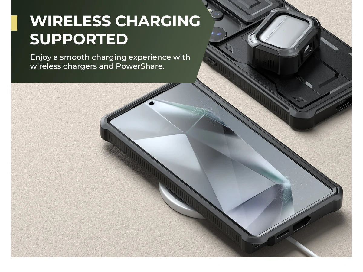 For Samsung Galaxy S25 Ultra 2025 Case Full Body Rugged Case with Camera Cover & Built-in Screen Protector Kickstand Case