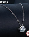 925 Sterling Silver 1CT Moissanite Classical Round Pendant Necklace For Women Diamond Cut