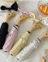 INS Style Duck Umbrella Dual-use Sunny and Rainy UV Protection Folding Rain Gear Windproof Sunshade