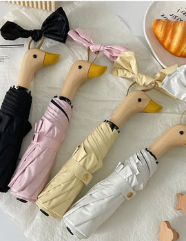 INS Style Duck Umbrella Dual-use Sunny and Rainy UV Protection Folding Rain Gear Windproof Sunshade
