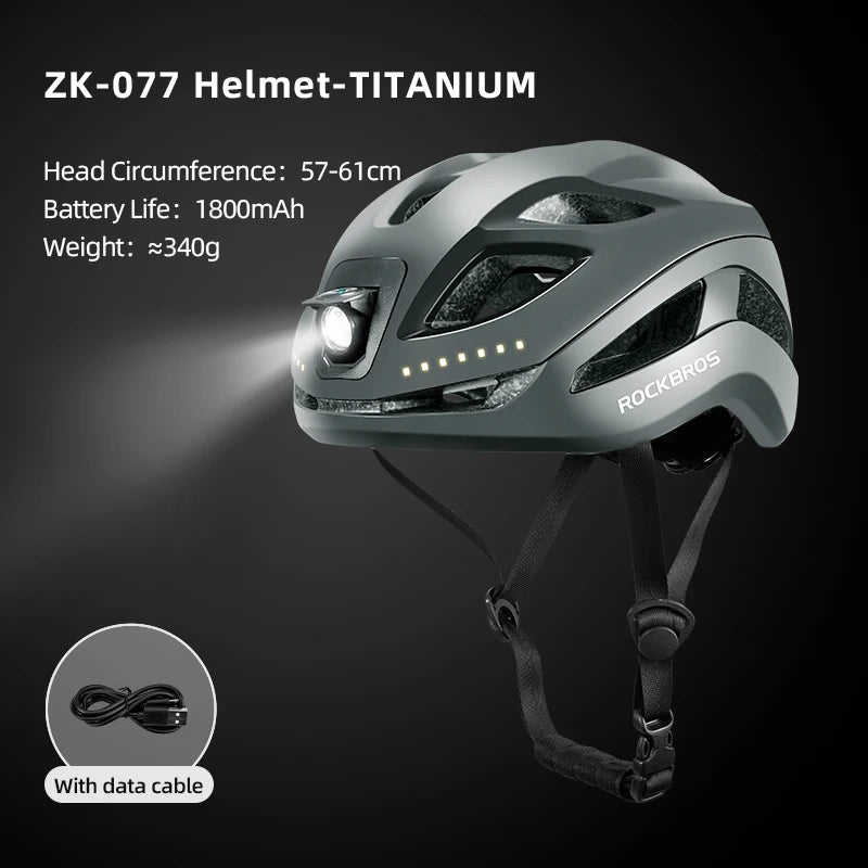 Bicycle Light Helmet Type-C Rechargeable Front + Rear Light Warning Bike Helmet Head MTB Road Cycling Helmet