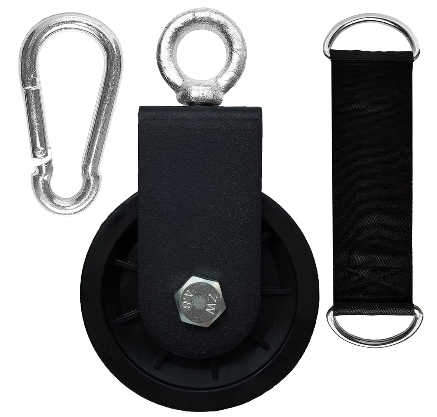 360 Degree Rotation Silent Nylon Gym Cable Pulley with Hanging Straps and Carabiner LAT Pulley System DIY Attachment Accessories