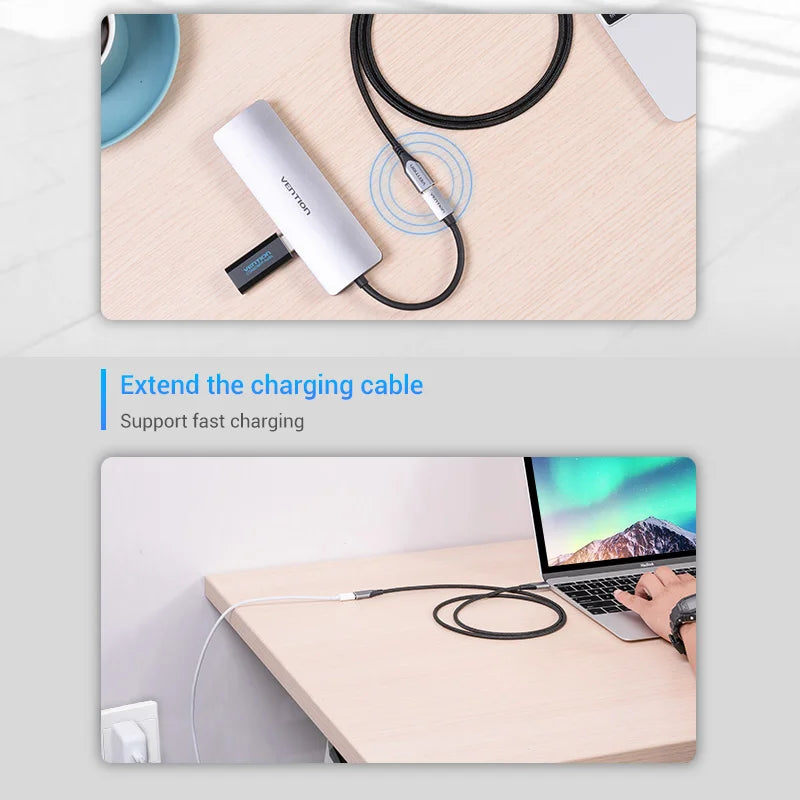 USB C Extension Cable Male to Female Type C Extender Cord Thunderbolt 3 4K Cable for MacBook Type C 3.1 Extension Cord