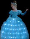 Light Up Cinderella Princess Girls Cosplay Dress Costume Led Vestidos Birthday Party Dress Halloween Clothes