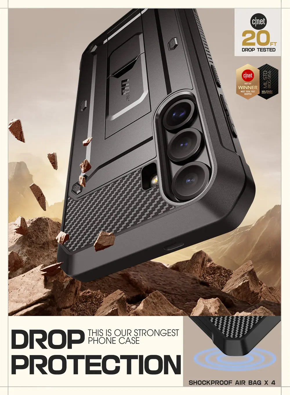 For Samsung Galaxy S25 Plus Case UB Pro Heavy Duty Rugged Phone Case with Built-in Screen Protector Kickstand Belt-Clip