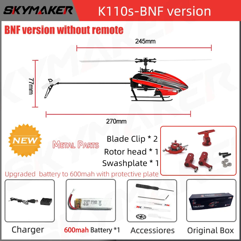 XK K110s RC Helicopter BNF 2.4G 6CH 3D 6G System Brushless Motor RC Quadcopter Remote Control Drone Toys For Gifts