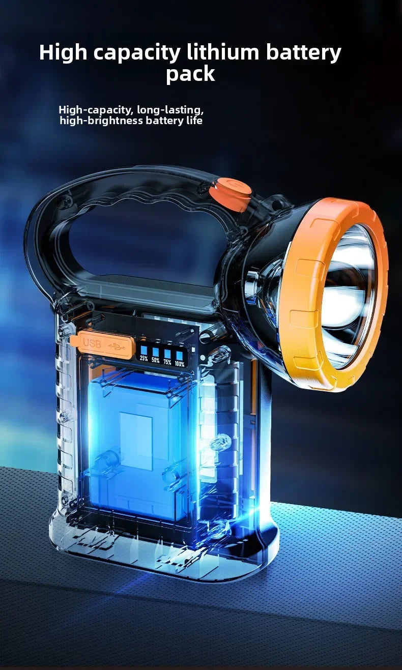Portable Solar Rechargeable Handheld Work Light Multi-Function LED Camping Emergency Patrol Flashlight