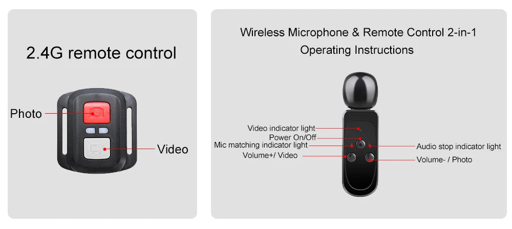 5K Action Camera with 2.0 Inch Touch Screen WiFi EIS and 30M Waterproof Housing