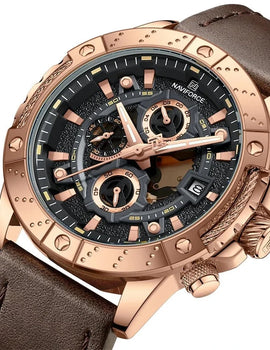 Leather Strap Luxury Chronograph Military Quartz Wristwatch Fashion Casual Waterproof Clock