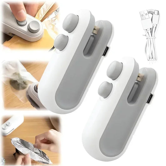 2-in-1 Mini USB-C Rechargeable Bag Sealer & Cutter – Portable Handheld Heat Sealer for Plastic Food Storage Bags