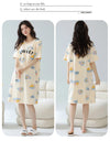 Women’s Cotton Nightgown – Korean Style Cute Print, Summer Short Sleeve Sleepwear Dress