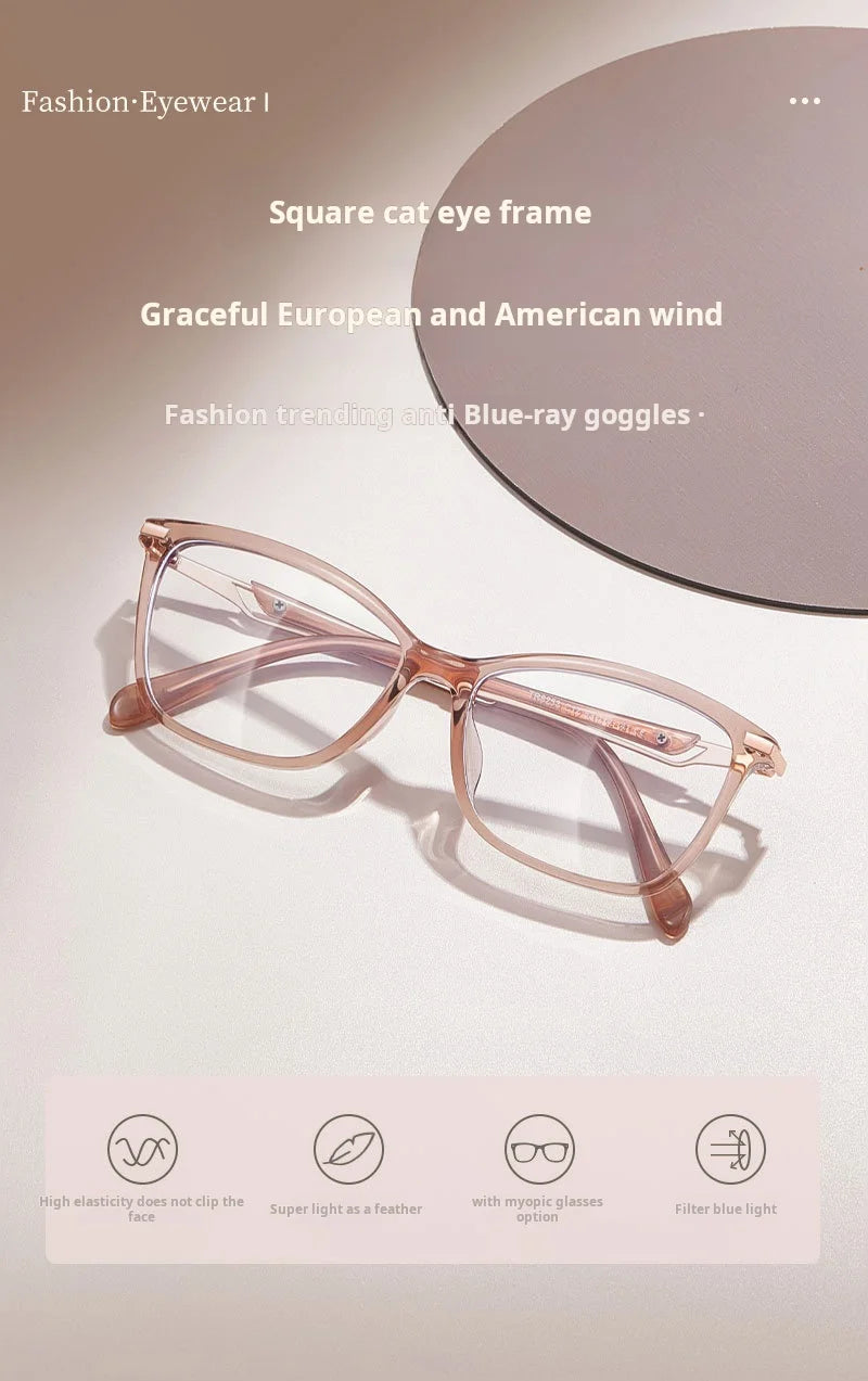 Retro Square Cat Eye Lightweight TR90 Eyeglasses Frames for Women