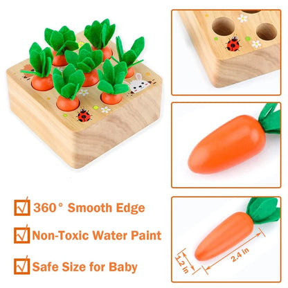 Montessori Toys Carrot Harvest Game Wooden Shape Matching Puzzle 6 12 Months Baby Pull Carrot Set Develop Fine Motor Skill Toys