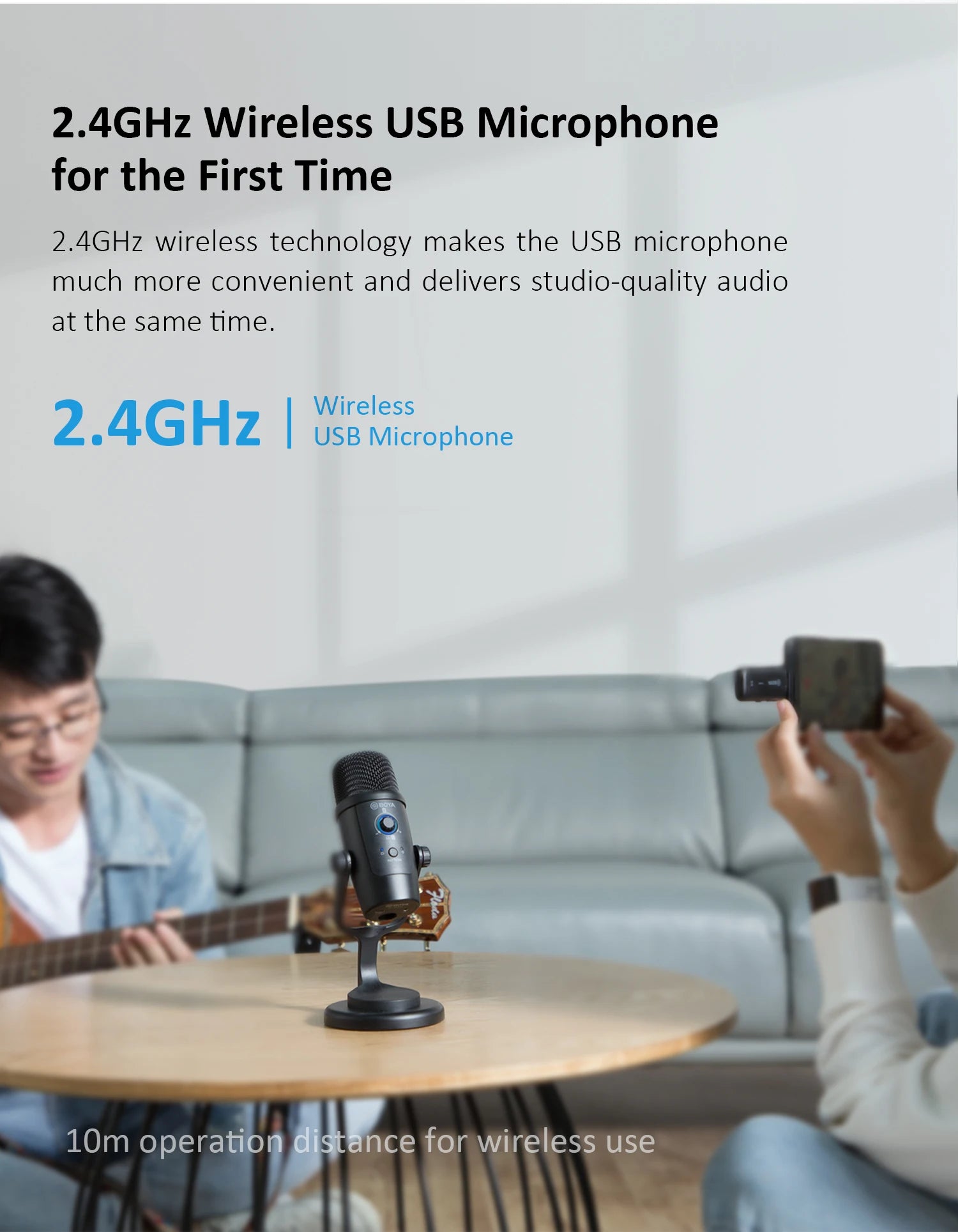 BY-PM500W Desktop Wireless USB Microphone for PC Smartphone Android iPhone Mac Windows Youtube Recording Streaming Gaming