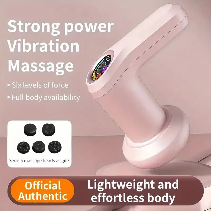 Portable Massage  Multifunctional Massager with 5 Massage Heads USB Charging and Fat Pushing Machine White Suitable for Body