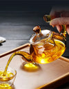 Heat Resistant Clear Glass Tea Pot with Infuser 300ml 600ml Color Warped Handle Glass Teapot Flower Puer Tea Infuser Pot Tea Set