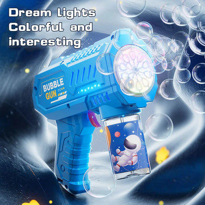 One Pack Of Children's 10  Launcher Handheld Portable Electric Automatic Bubble Gun LED Light For Boys And Girls