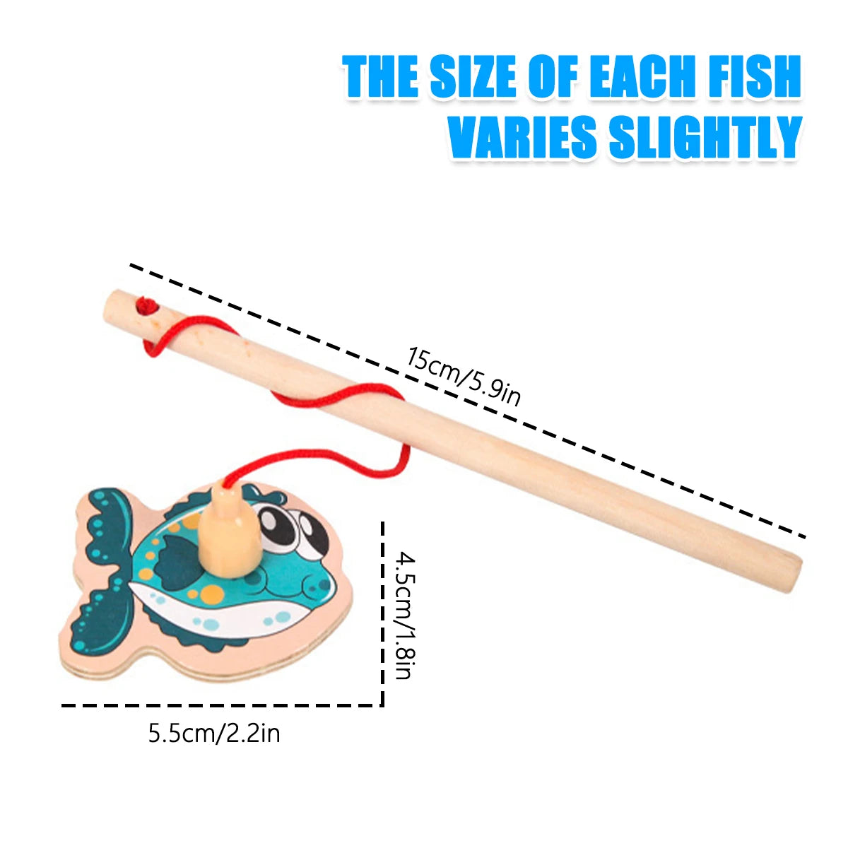 Kids Fishing Toys Montessori Wooden Magnetic Fishing Game Set Cartoon Fishing Rod Educational Toys for Kids Christmas Gift