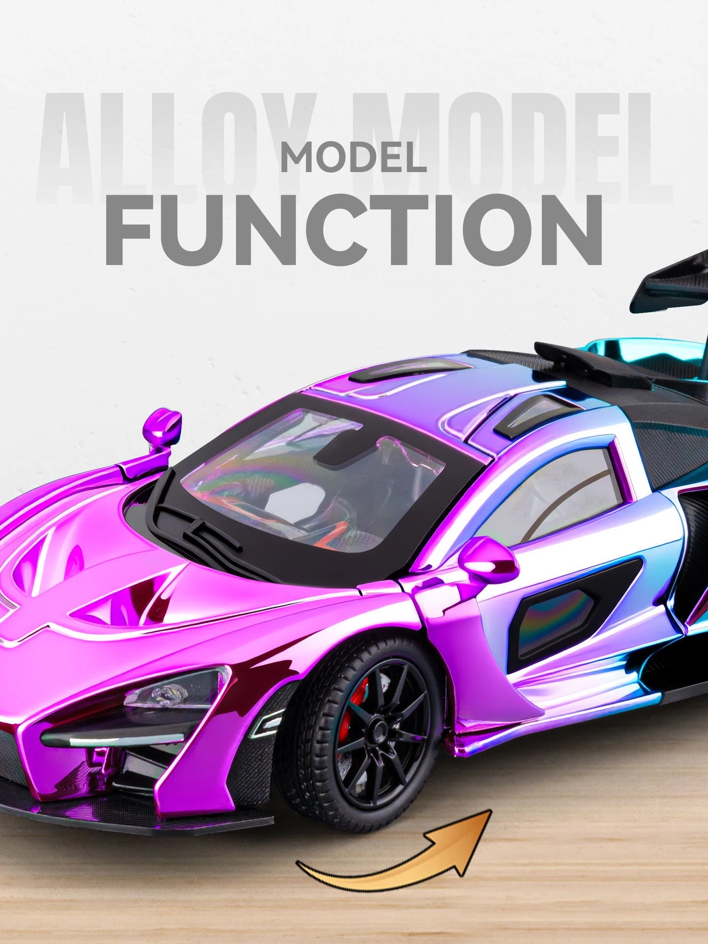1 24 Scale Senna Supercar Diecast Pull Back Model Car with Sound and Light