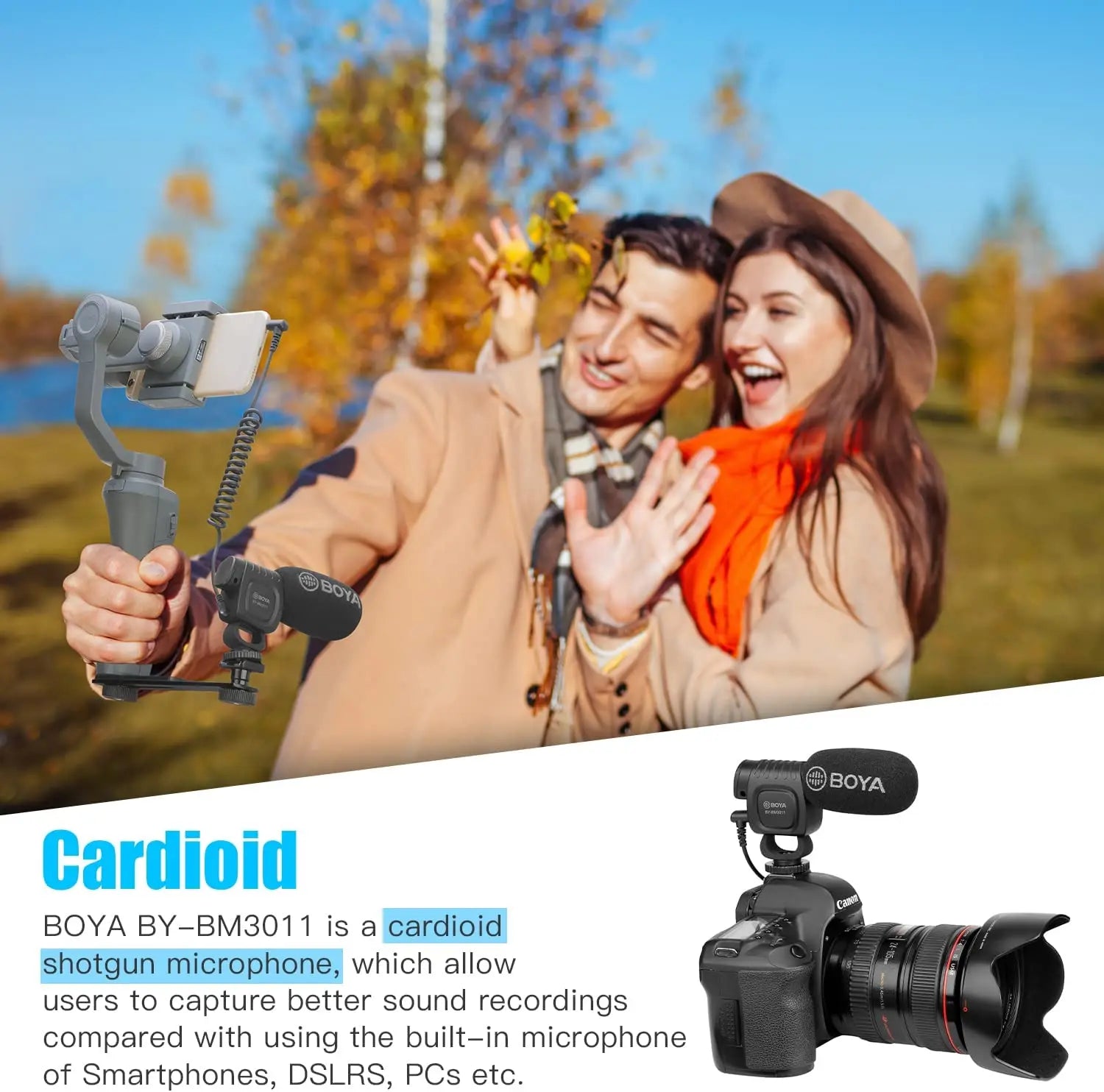 BY-BM3011 Cardioid Condenser Shotgun Microphone for PC Mobile Phone DSLR Cameras Live Streaming Youtube Recording Vlog