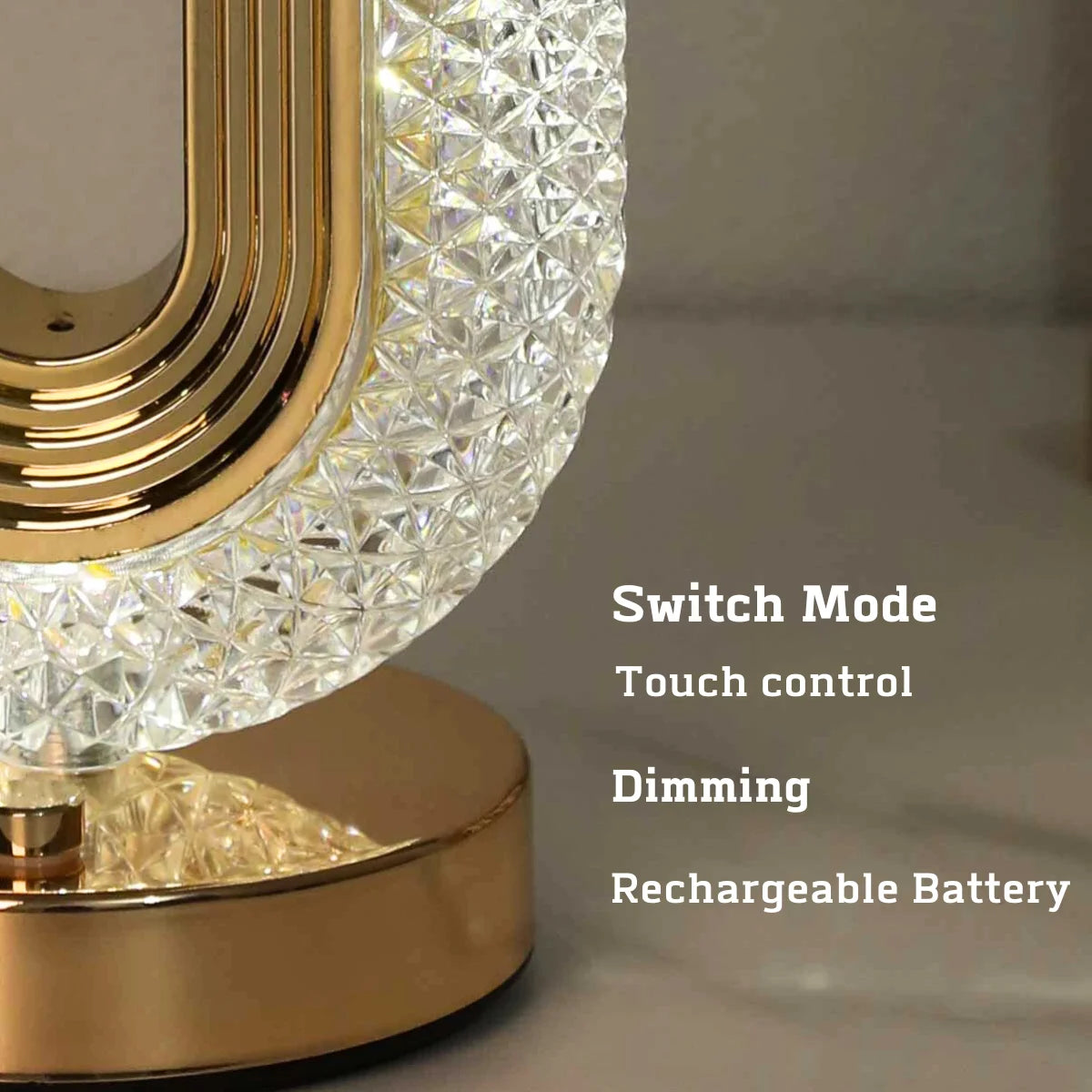 Modern Luxury Oval USB Rechargeable Crystal Table Lamp