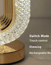 Modern Luxury Oval USB Rechargeable Crystal Table Lamp