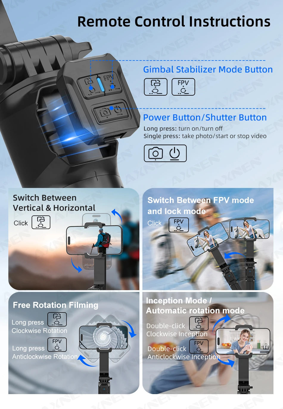 HQ2 SERIES Mobile Phone Stabilizer Handheld Gimbal for Smartphone Gopro Action Camera Extension Rod Selfie Stick Tripod