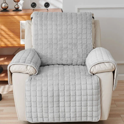 1Seater Recliner Sofa Covers Flannel Plush Armchair Slipcovers with Pockets Lazy Boy Relax Recliners Sofa Mat Chair Cover Home