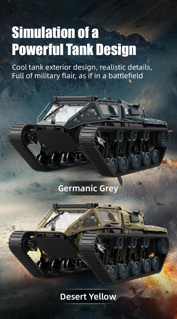 LED Light Full Scale Tracked Tank Simulation Model Toy RC Car Model Drift Remote Control Off-Road Vehicle Boy Gift