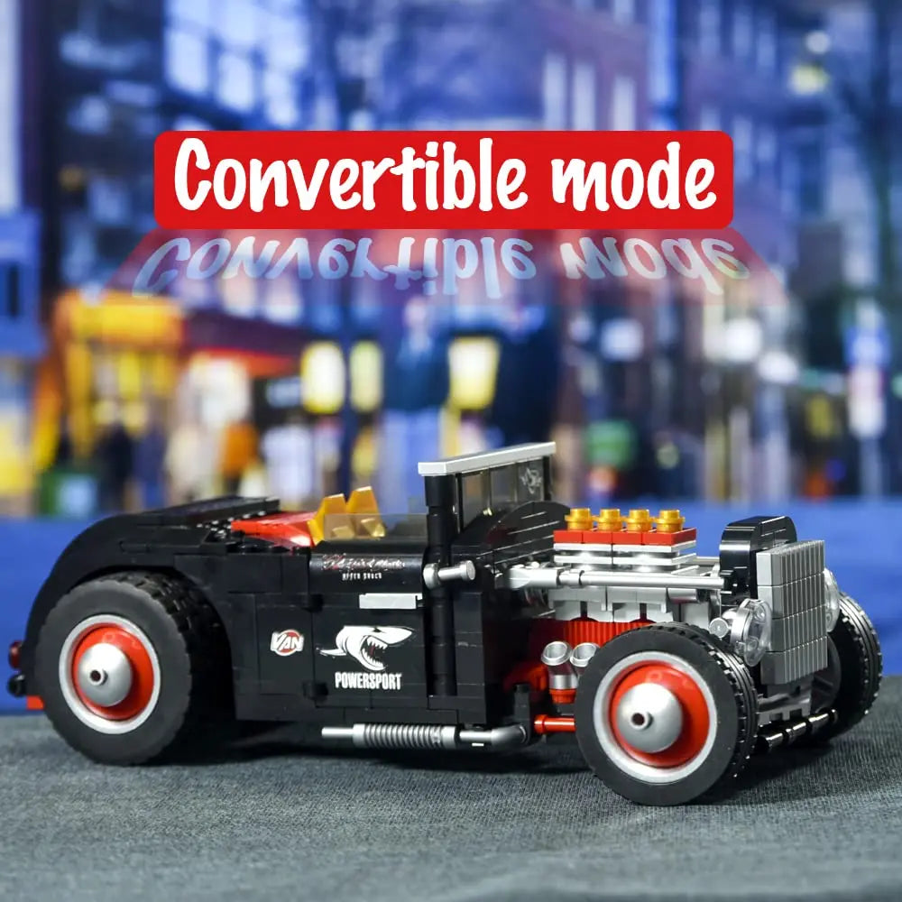 Technical Explosive Change Classic Car Model Building Blocks Bricks Moc Convertible Vehicle DIY Toys For Boys  Gift Set