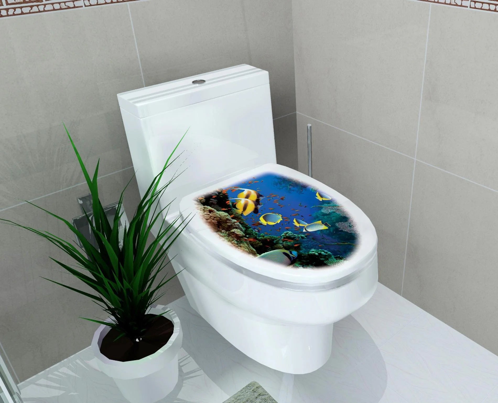 DIY 3D Toilet Lid Seats Cover Wall Stickers Bathroom Decal Mural Home Decoration