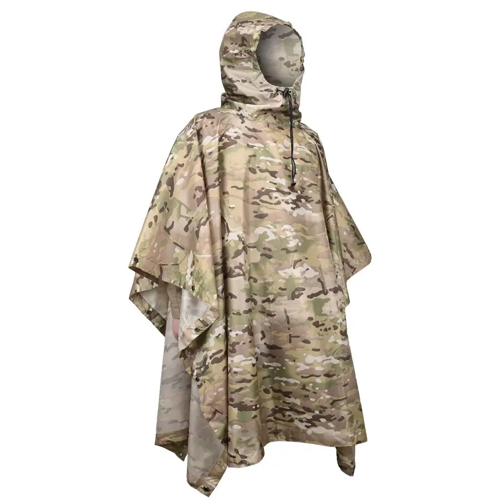 Camouflage Waterproof Folding Rain Poncho with Storage Bag for Adults