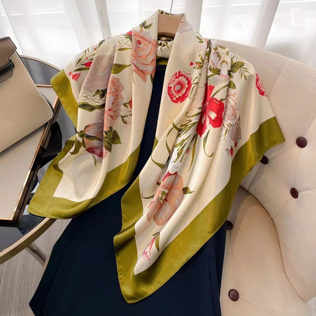 Square Women Scarves Silk Office Ladies Hair Neck Bandanna Headband Foulard Headcloth Muslim Headscarf Female muffler