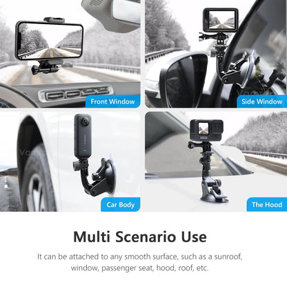 for Gopro Hero 11 10 9 Car Glass Suction Cup Holder with Adapter Screw for Smartphones for Insta360 X3 One X2 Accessories