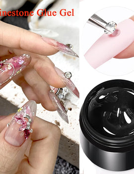 3PCS Rhinestones Glue Gel Set Mirror Nail Powder With Nail Liner Brush UV LED Transparent Adhesive Glue Gel