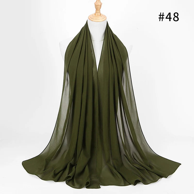 Muslim Chiffon Hijab Women Bubble Chiffon Scarf For Women Ladies Veil Muslim Islam Solid Color Malaysia Wrap Scarves