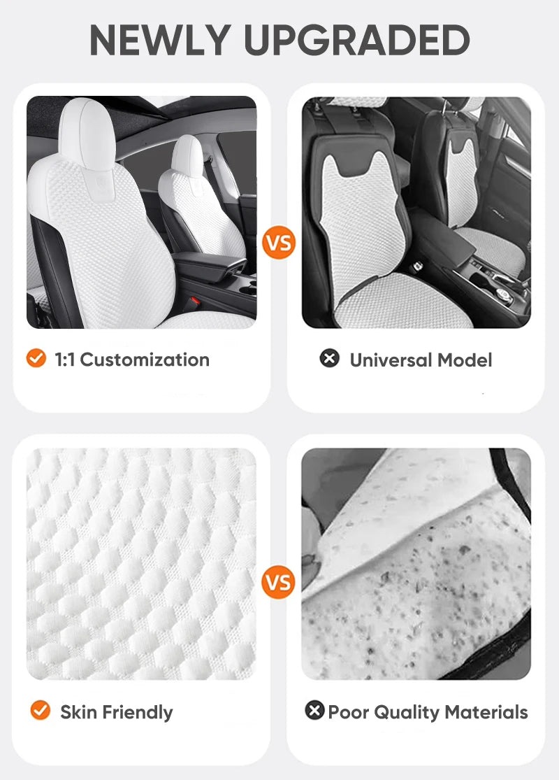 For Tesla Model 3 Model Y 2024 2025 Car Seat Cover Ice Silk Seat Cushion For M3 MY 2023 2022 Summer Seat Cover Juniper Highland