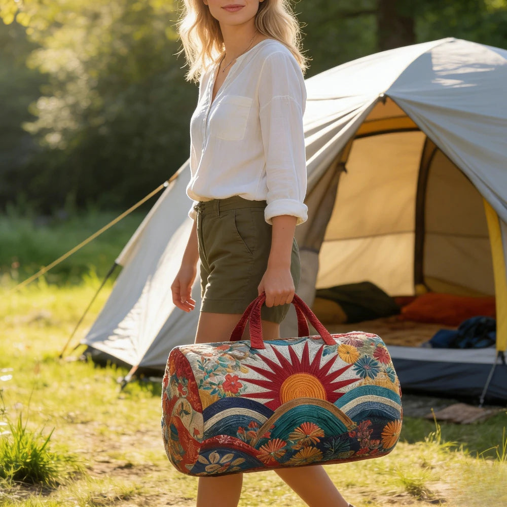 Hot Sale 3D Quilted Bag for Women Colorful Sun Pattern Travel Tote Bag Desert Cactus Forest Print Weekender Overnight Beach Bag