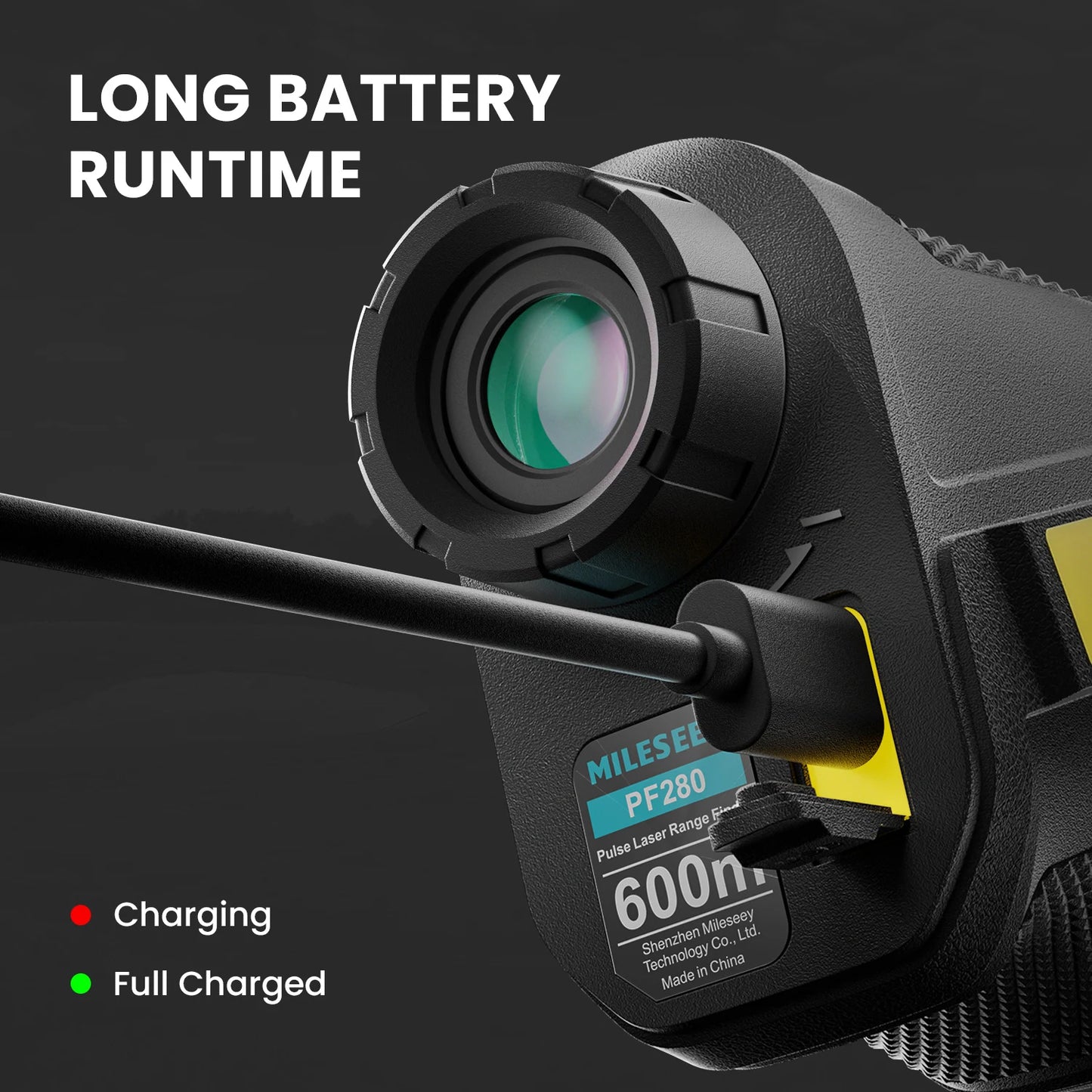 PF280 Pro Golf Laser Rangefinder 600M Rechargeable Distance Meter with Vibration & Magnetic Stripe for Golf Hunting