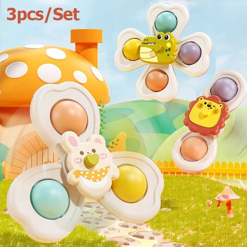 3PCS Suction Cup Rotating Toy for  Hand-eye Coordination Educational Training, Bath & Travel toy, Birthday Christmas Gift