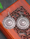 Statement Bohemian Vintage Ethnic Big Round Drop Earring Long Carved Flowers Drop Earrings For Women