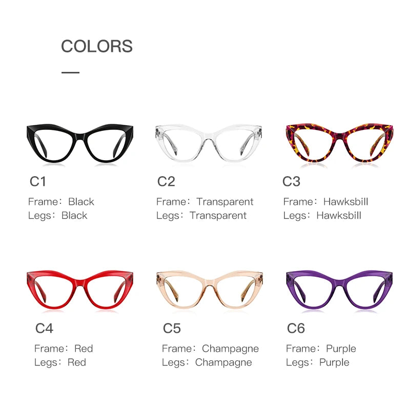 HONGMEI Unique Design Myopia Prescription Glasses Women Cat Eye Hyperopia Reading Anti Blue Light Optical Eyeglasses Frame2166