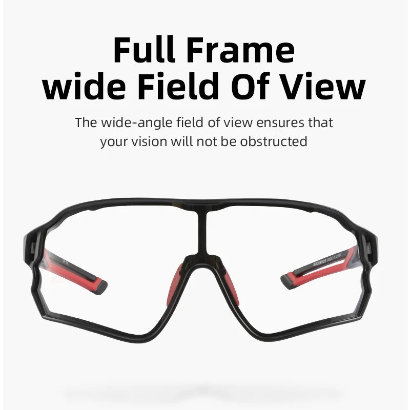 Photochromic Bicycle Glasses UV400 Goggle Large Frame Men Women Sports Bike Eyewear Sungless Adjustable Cycling Glasses