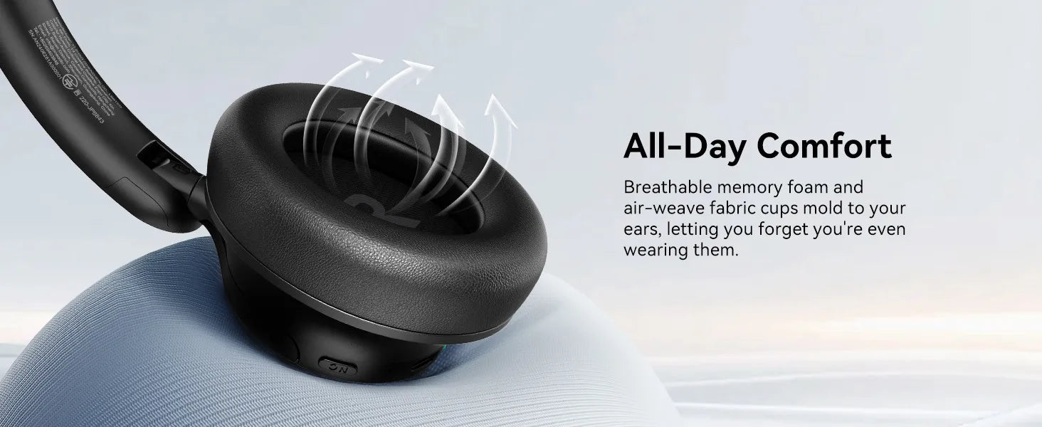 A1 Pro Bluetooth 6.0 Wireless ANC Headphones On Ear Hybrid Active Noise Canceling Headset With ENC Mic Low Latency Mode